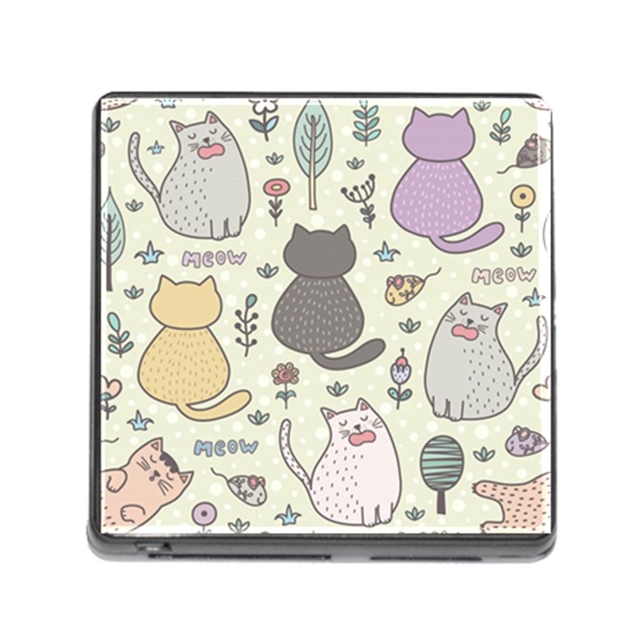 Funny Cartoon Cats Seamless Pattern Memory Card Reader (Square 5 Slot)