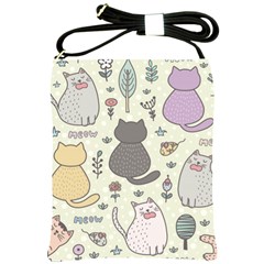 Funny Cartoon Cats Seamless Pattern Shoulder Sling Bag