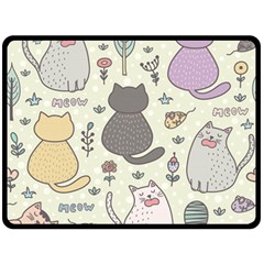 Funny Cartoon Cats Seamless Pattern Fleece Blanket (large)  by Jancukart