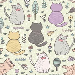 Funny Cartoon Cats Seamless Pattern Play Mat (rectangle)