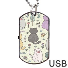 Funny Cartoon Cats Seamless Pattern Dog Tag Usb Flash (one Side)