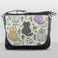 Funny Cartoon Cats Seamless Pattern Messenger Bag