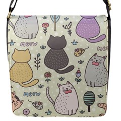 Funny Cartoon Cats Seamless Pattern Flap Closure Messenger Bag (s)