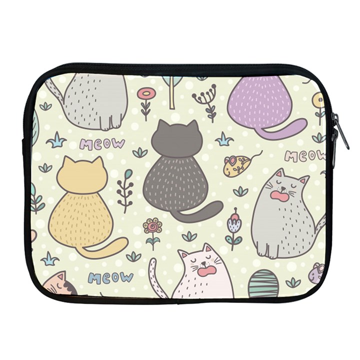 Funny Cartoon Cats Seamless Pattern Apple iPad 2/3/4 Zipper Cases