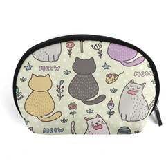 Funny Cartoon Cats Seamless Pattern Accessory Pouch (large)