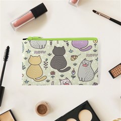 Funny Cartoon Cats Seamless Pattern Cosmetic Bag (xs)