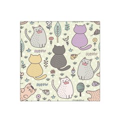 Funny Cartoon Cats Seamless Pattern Satin Bandana Scarf 22  X 22 