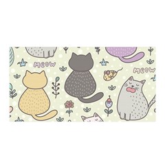 Funny Cartoon Cats Seamless Pattern Satin Wrap 35  X 70 