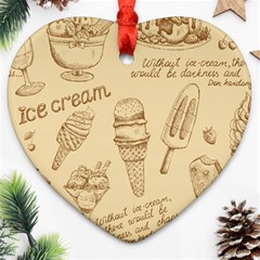 Ice-cream-vintage-pattern Heart Ornament (two Sides)