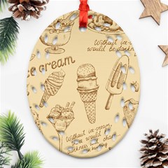 Ice-cream-vintage-pattern Oval Filigree Ornament (two Sides)