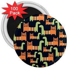 Seamless-pattern-with-cats 3  Magnets (100 Pack) by Jancukart