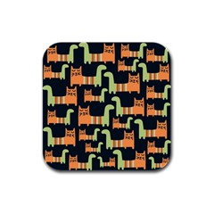 Seamless-pattern-with-cats Rubber Square Coaster (4 Pack)