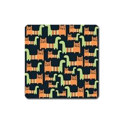 Seamless-pattern-with-cats Square Magnet