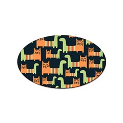 Seamless-pattern-with-cats Sticker Oval (10 Pack)