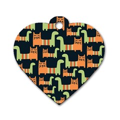 Seamless-pattern-with-cats Dog Tag Heart (two Sides) by Jancukart