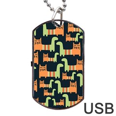 Seamless-pattern-with-cats Dog Tag Usb Flash (one Side)