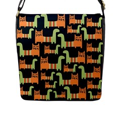 Seamless-pattern-with-cats Flap Closure Messenger Bag (l)