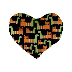 Seamless-pattern-with-cats Standard 16  Premium Flano Heart Shape Cushions