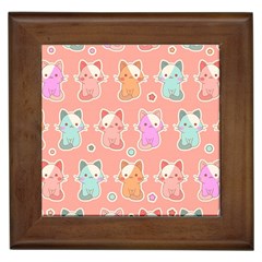 Cute-kawaii-kittens-seamless-pattern Framed Tile