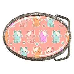 Cute-kawaii-kittens-seamless-pattern Belt Buckles