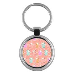 Cute-kawaii-kittens-seamless-pattern Key Chain (round)