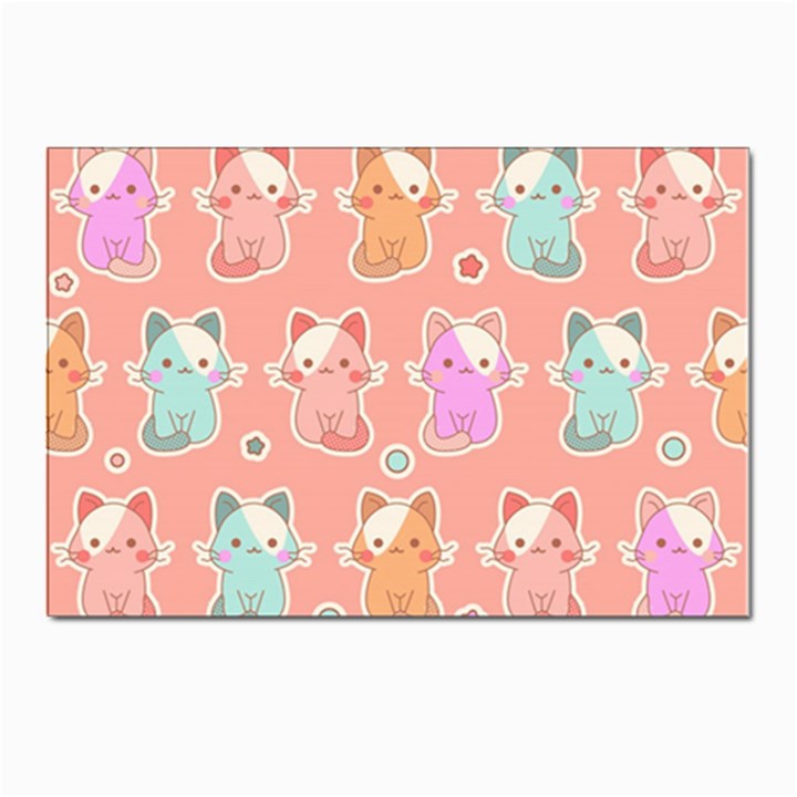 Cute-kawaii-kittens-seamless-pattern Postcard 4 x 6  (Pkg of 10)