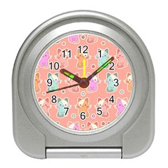 Cute-kawaii-kittens-seamless-pattern Travel Alarm Clock