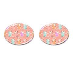 Cute-kawaii-kittens-seamless-pattern Cufflinks (Oval)