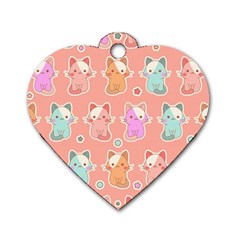 Cute-kawaii-kittens-seamless-pattern Dog Tag Heart (One Side)