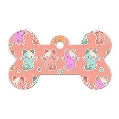 Cute-kawaii-kittens-seamless-pattern Dog Tag Bone (One Side)