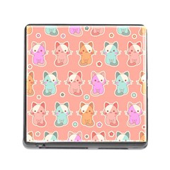 Cute-kawaii-kittens-seamless-pattern Memory Card Reader (Square 5 Slot)