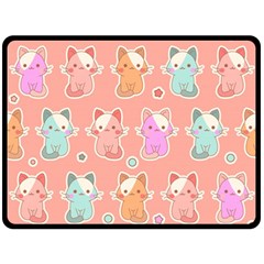 Cute-kawaii-kittens-seamless-pattern Fleece Blanket (large)  by Jancukart