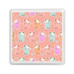 Cute-kawaii-kittens-seamless-pattern Memory Card Reader (Square)