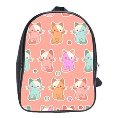 Cute-kawaii-kittens-seamless-pattern School Bag (XL)