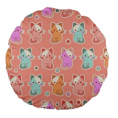 Cute-kawaii-kittens-seamless-pattern Large 18  Premium Flano Round Cushions