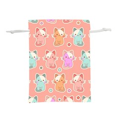 Cute-kawaii-kittens-seamless-pattern Lightweight Drawstring Pouch (l) by Jancukart