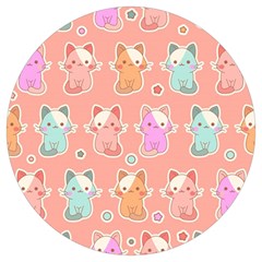 Cute-kawaii-kittens-seamless-pattern Round Trivet