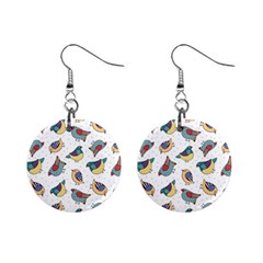 Seamless-pattern-with-hand-drawn-bird-black Mini Button Earrings