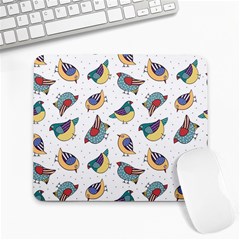 Seamless-pattern-with-hand-drawn-bird-black Large Mousepad by Jancukart