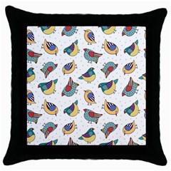 Seamless-pattern-with-hand-drawn-bird-black Throw Pillow Case (black)