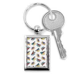 Seamless-pattern-with-hand-drawn-bird-black Key Chain (rectangle) by Jancukart