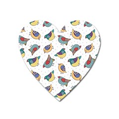 Seamless-pattern-with-hand-drawn-bird-black Heart Magnet