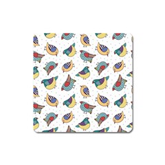 Seamless-pattern-with-hand-drawn-bird-black Square Magnet