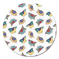 Seamless-pattern-with-hand-drawn-bird-black Magnet 5  (round)