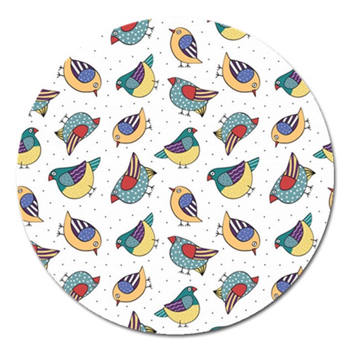 Seamless-pattern-with-hand-drawn-bird-black Magnet 5  (Round)