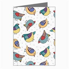 Seamless-pattern-with-hand-drawn-bird-black Greeting Card