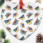 Seamless-pattern-with-hand-drawn-bird-black Heart Ornament (Two Sides) Front