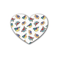 Seamless-pattern-with-hand-drawn-bird-black Rubber Coaster (heart)