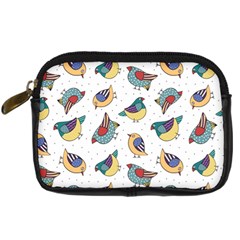 Seamless-pattern-with-hand-drawn-bird-black Digital Camera Leather Case