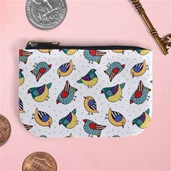 Seamless-pattern-with-hand-drawn-bird-black Mini Coin Purse